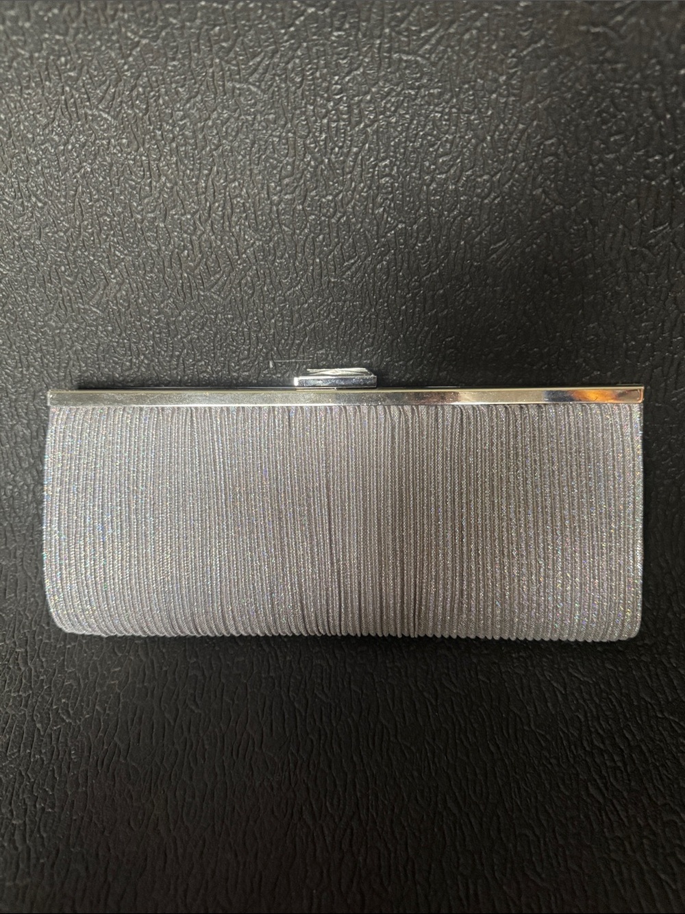 INC International Concepts Silver Ribbed Evening Clutch